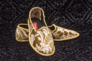 pantofola furlana in broccato di sera verde oro nicolao atelier 3